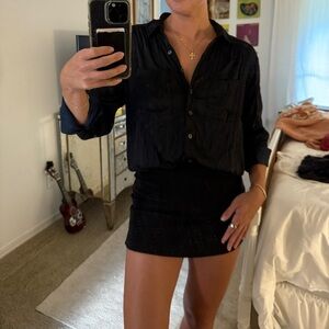 Anthropologie Black Button-Up Blouse